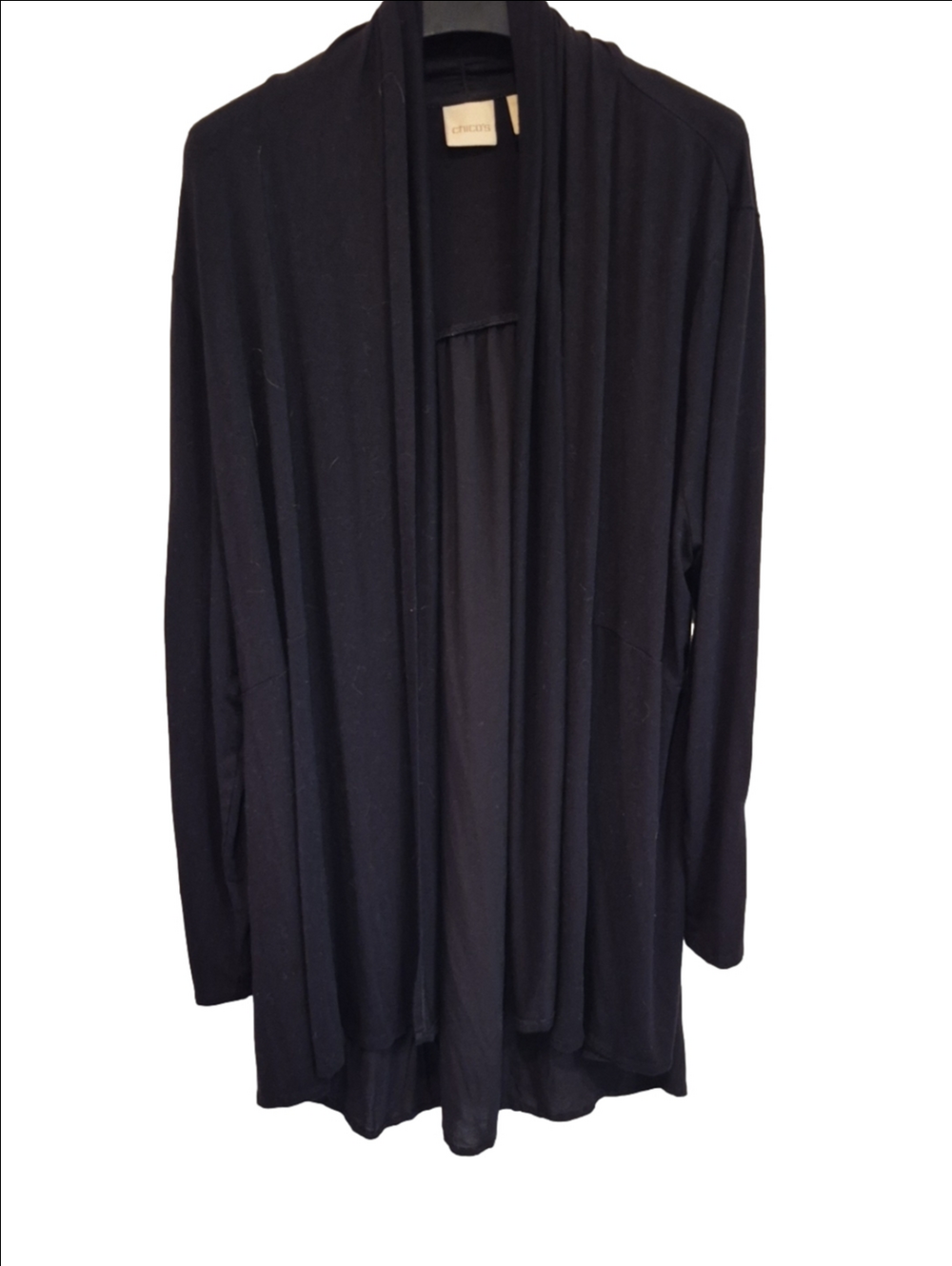 Chico's Draped Lightweight Open-Front Cardigan In Black